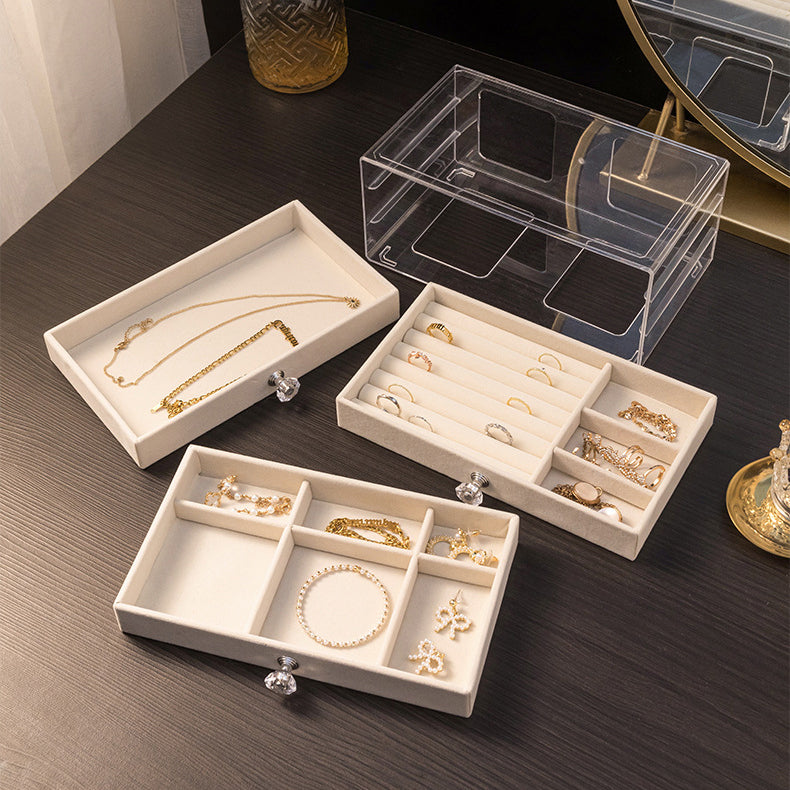 3 Layer Acrylic Jewelry Storage Box Dust-Proof Earrings Ring Storage Case