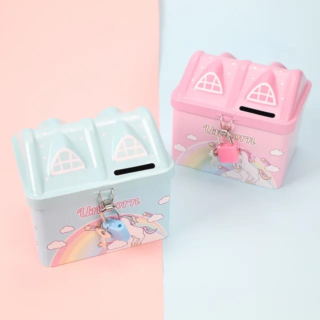 Children Money Bank Unicorn Style Metal Box