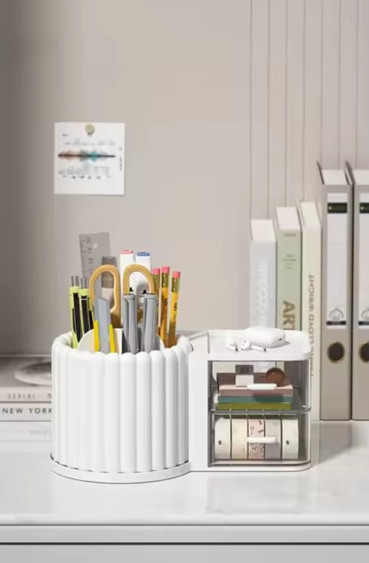 Rotating Plastic Makeup Brush Organizers With Drawer (Premium Quality)