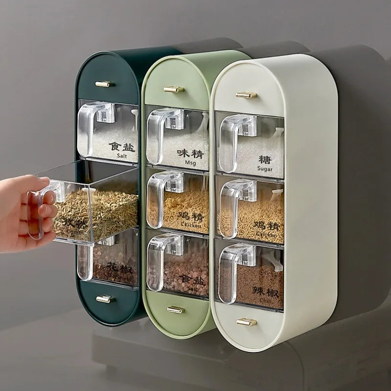 3 Portion Wall-Mounted Seasoning Spice Box (Premium Quality)
