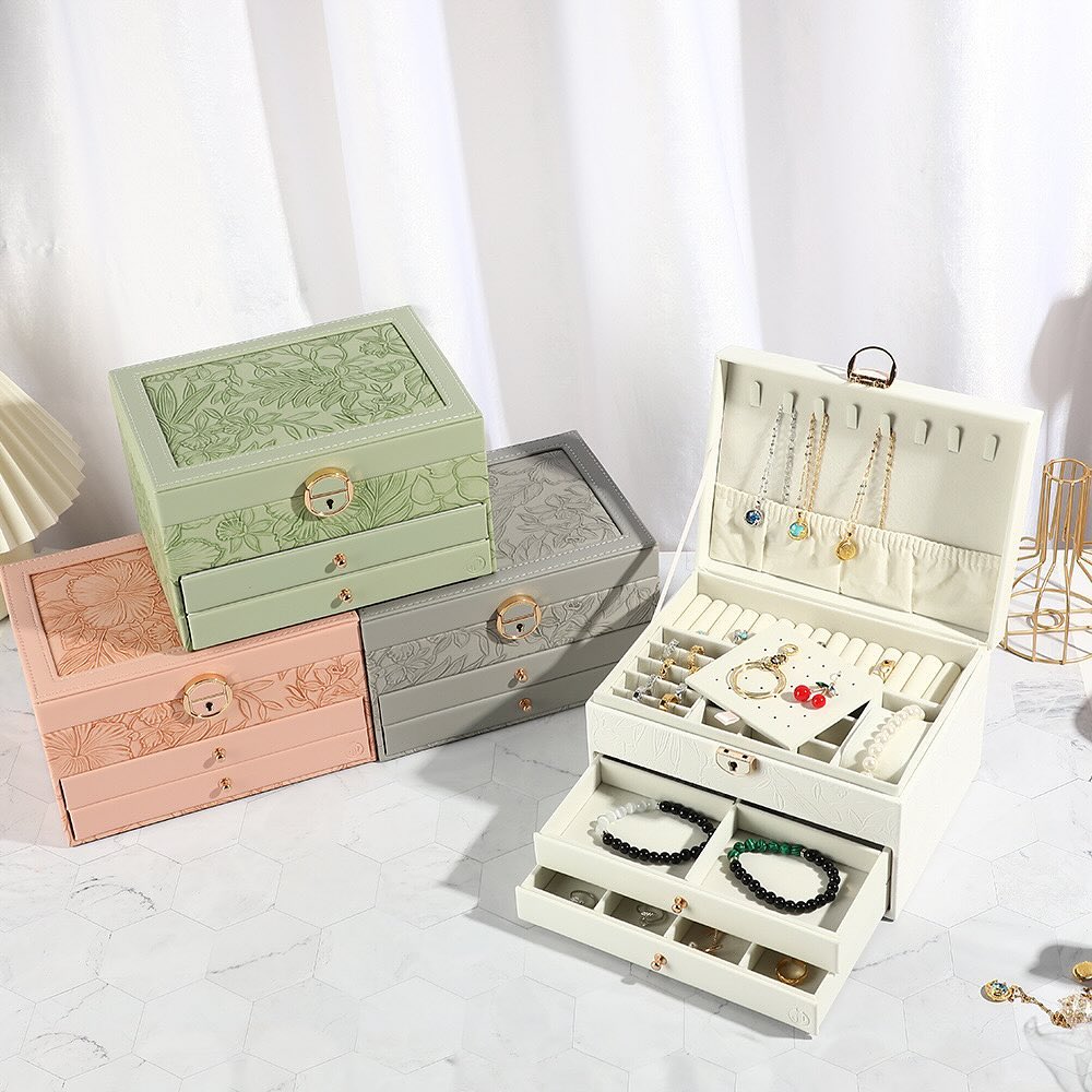 Luxury Self Texture Leather Jewelry Organizer (Premium Quality)