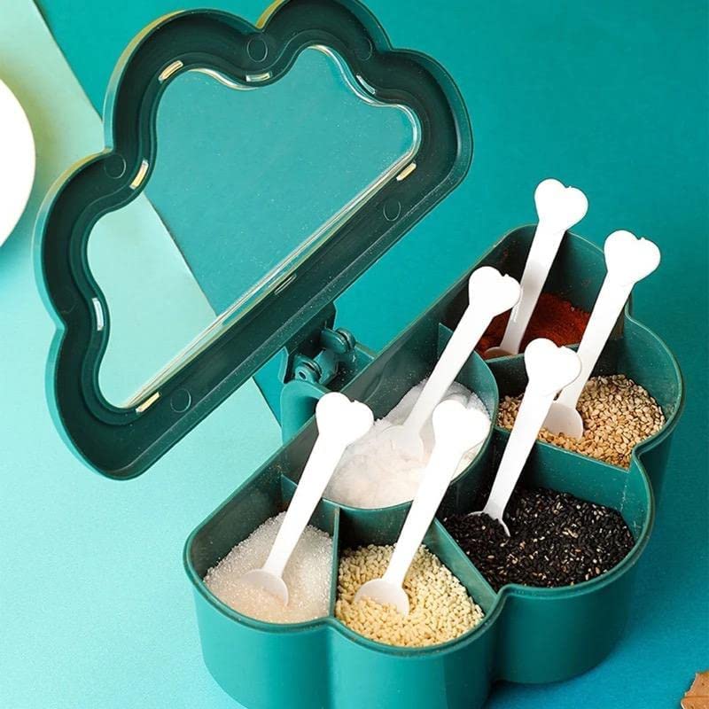 Multi-Grid Seasoning Box With Spoon Lid