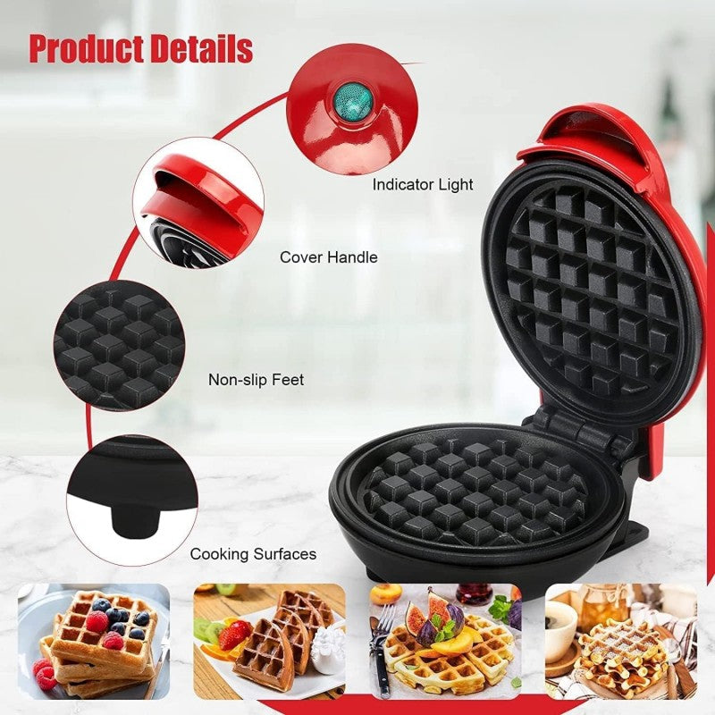 Mini Non-Stick Waffles Maker, Portable Electric Waffle Iron Machine