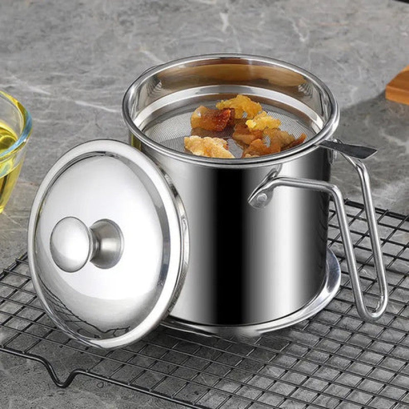 Oil Strainer Pot Grease Can Stainless Steel
