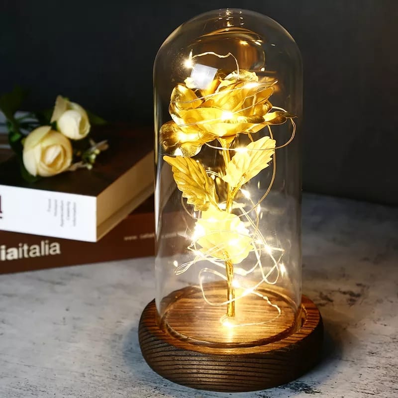 Rose LED Light Foil Flower Glass Cover