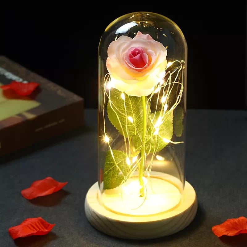 Rose LED Light Foil Flower Glass Cover
