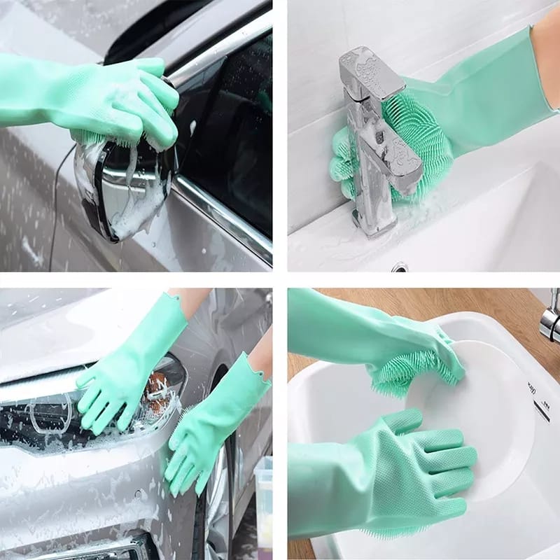 1 Pair Silicone Dishwashing Scrubbing Gloves
