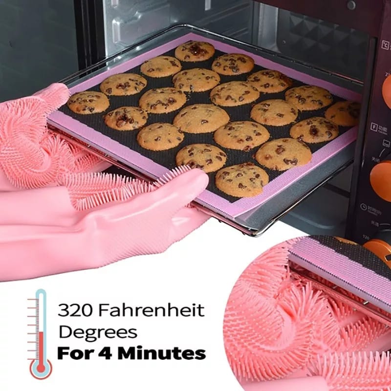 1 Pair Silicone Dishwashing Scrubbing Gloves