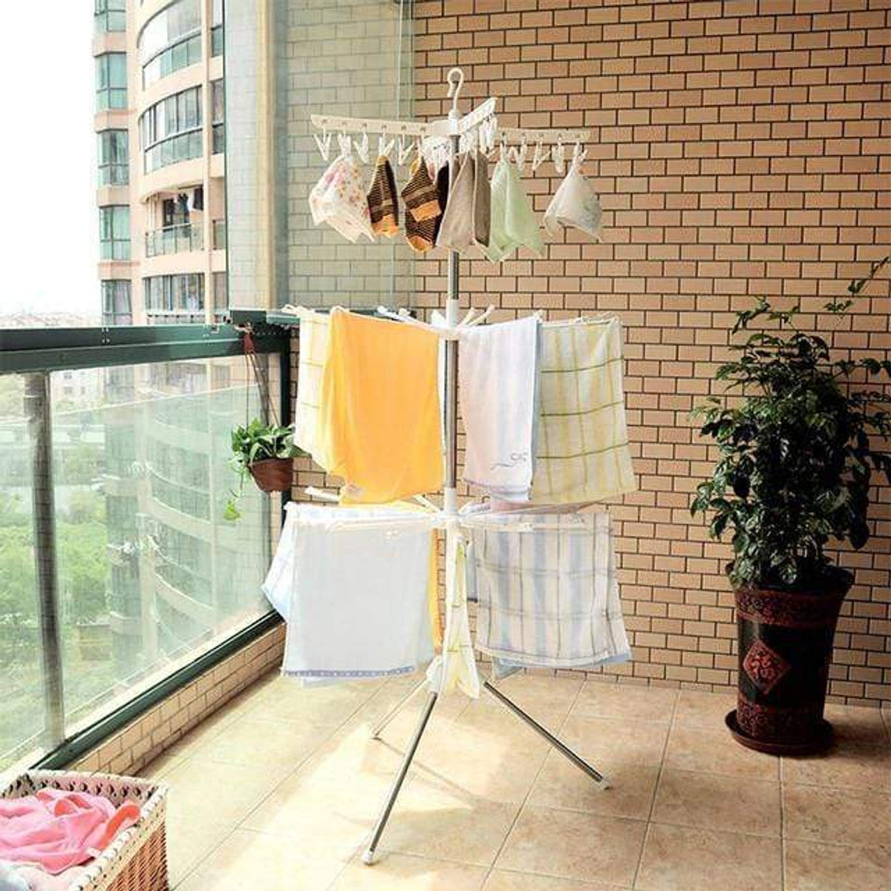 Folding Clothes Drying Rack 3-Tier Indoor Outdoor Space Saving Stand Hanger - Versatile Space-Saving Laundry Dryer