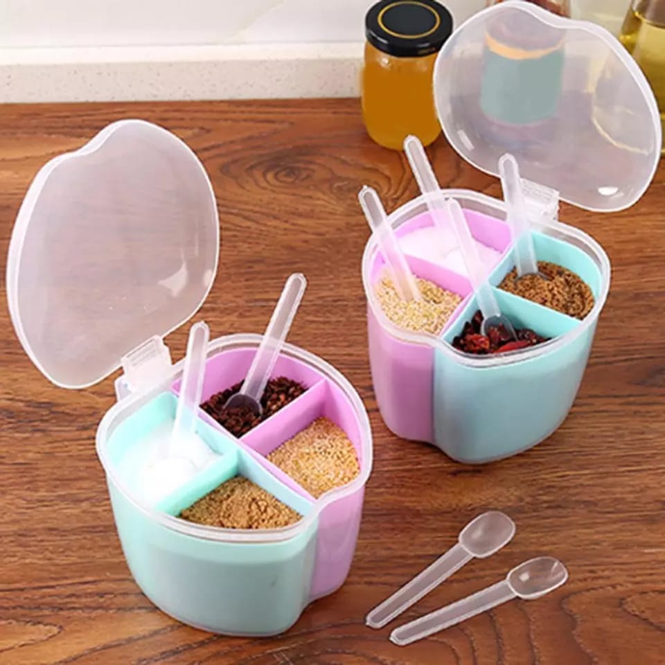 Apple 4 Grids Kitchen Spice Box