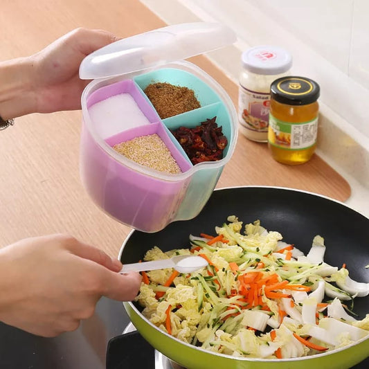 Apple 4 Grids Kitchen Spice Box