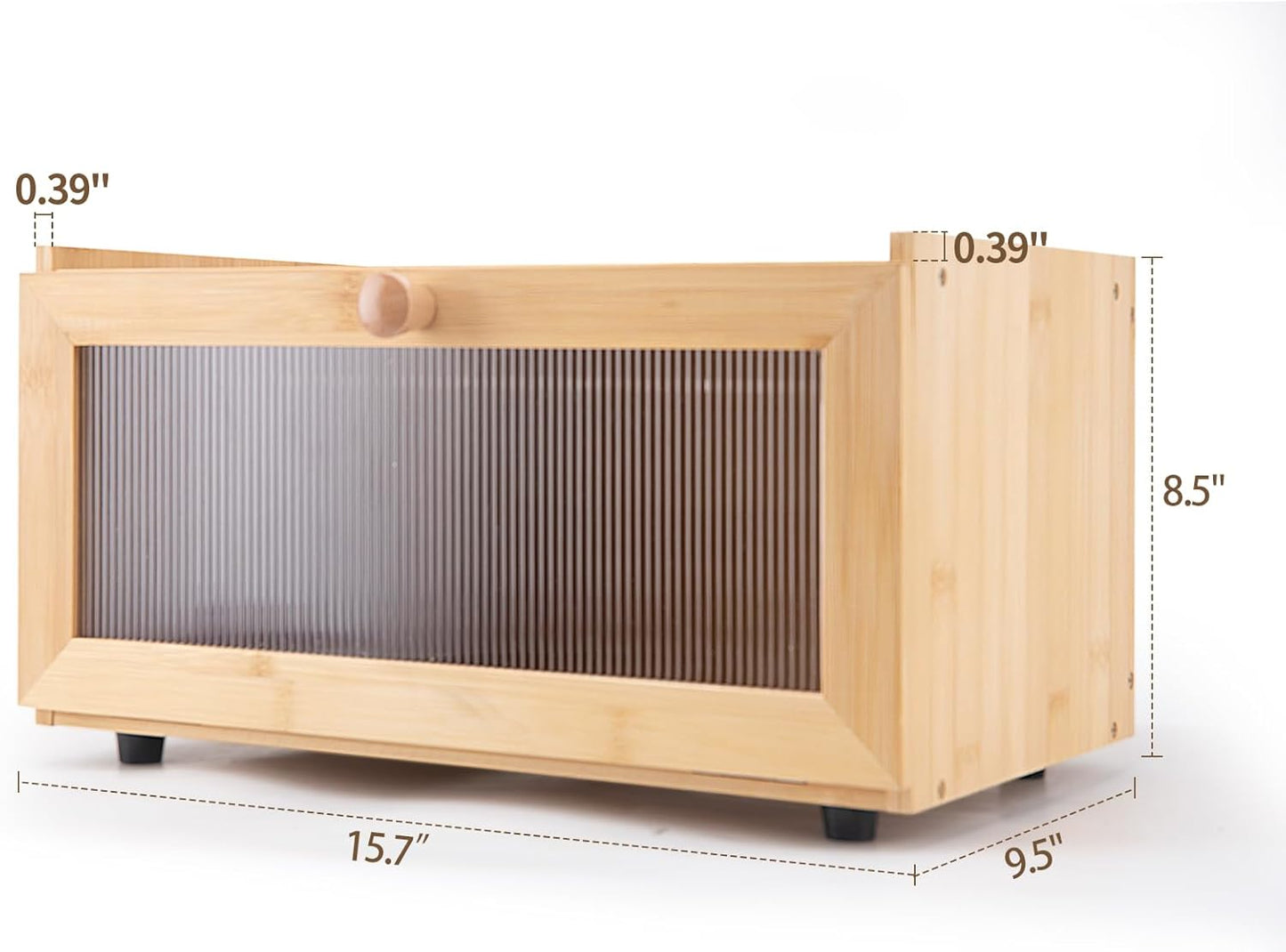 Large Bread Box Bread Basket Kitchen Counter Organizer - Roll Top Bread Box - Bread Box For Kitchen Countertop - Bamboo Wooden Boxes (Natural)
